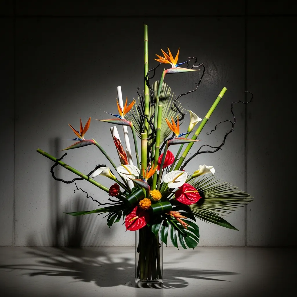 Architectural Bloom dramatic modern arrangement with bold stems