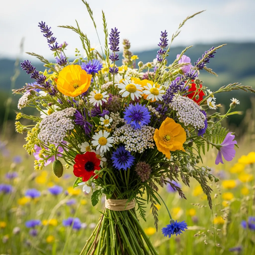 Wildflower Meadow bouquet featuring seasonal blooms in organic arrangement